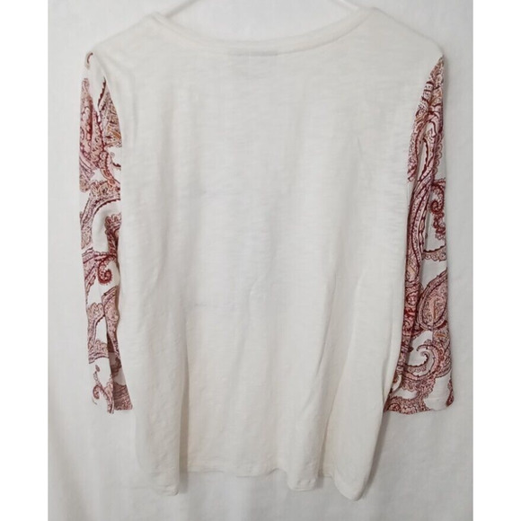 Chico's Zenergy Size 2 Top Shirt Round Neck 3/4 Sleeve Embellished Front Red NWT - Picture 2 of 6